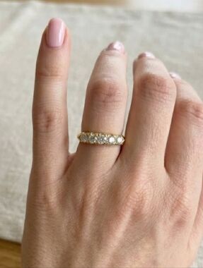 Yellow Gold 5 Simulated Diamond CZ Band Wedding Anniversary Unisex Size 5.75